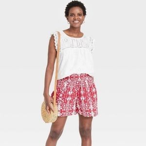 Women’s Ikat Print Smocked Waist Shorts size L